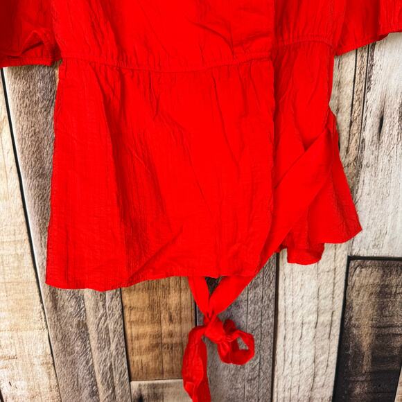 Lane Bryant Top Faux Wrap Red Belt Plus Size 20 NWT Summer Spring Short Sleeve - Picture 4 of 9